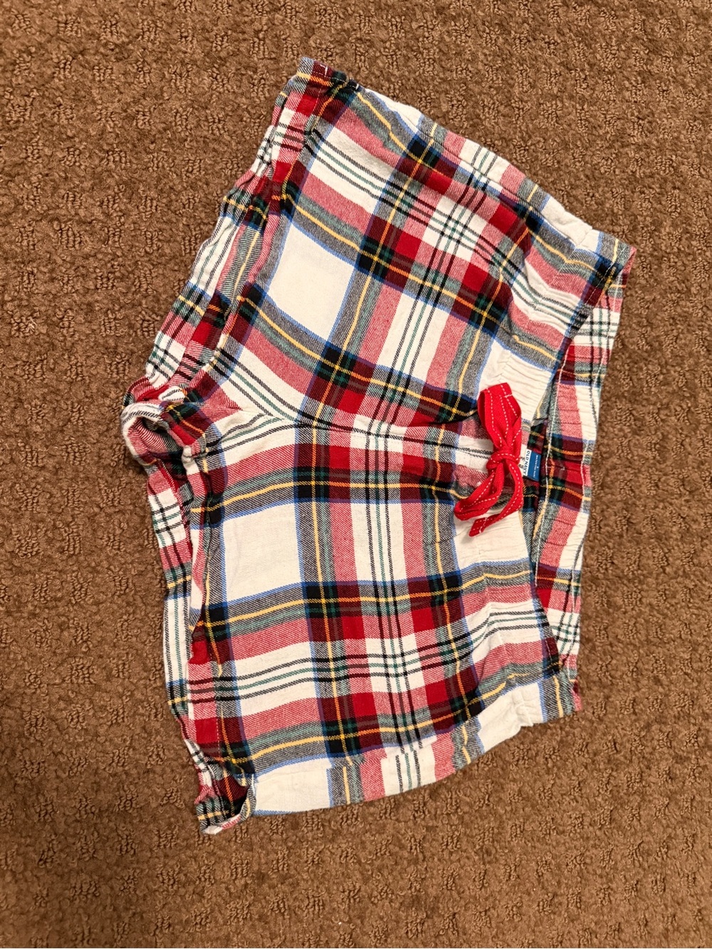 Plaid Red & White Cotton Shorts